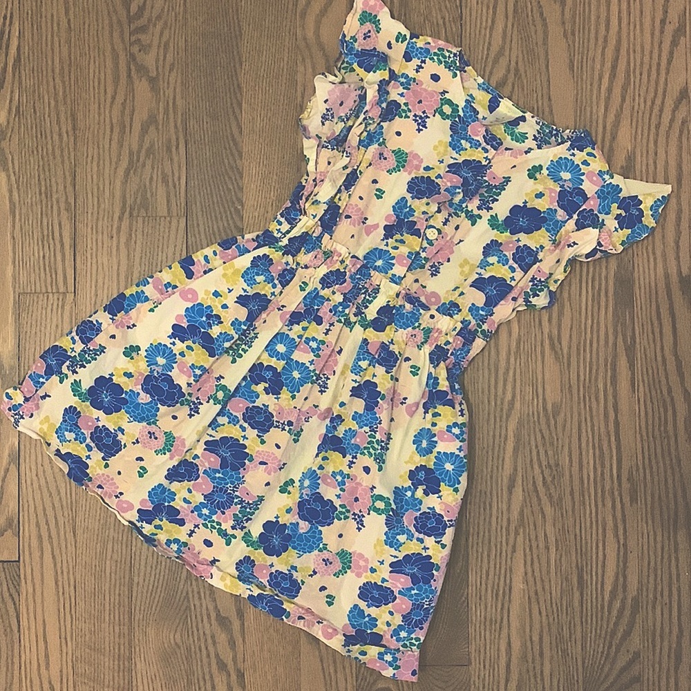 J. Crew Crewcuts Floral Dress Flutter Sleeves - Kids Size 6 - Picture 2 of 5